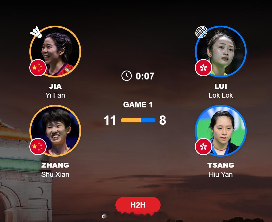 女双 1/16 赛 贾一凡 (4) 张殊贤 11-8 吕乐乐 曾晓昕2026羽毛