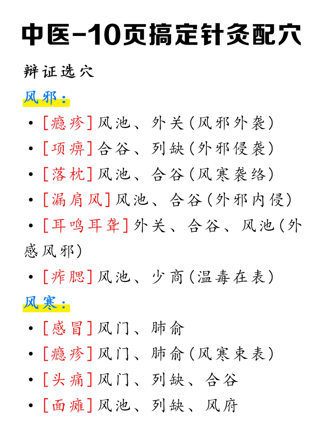 针灸配穴这样学，不信你学不会！