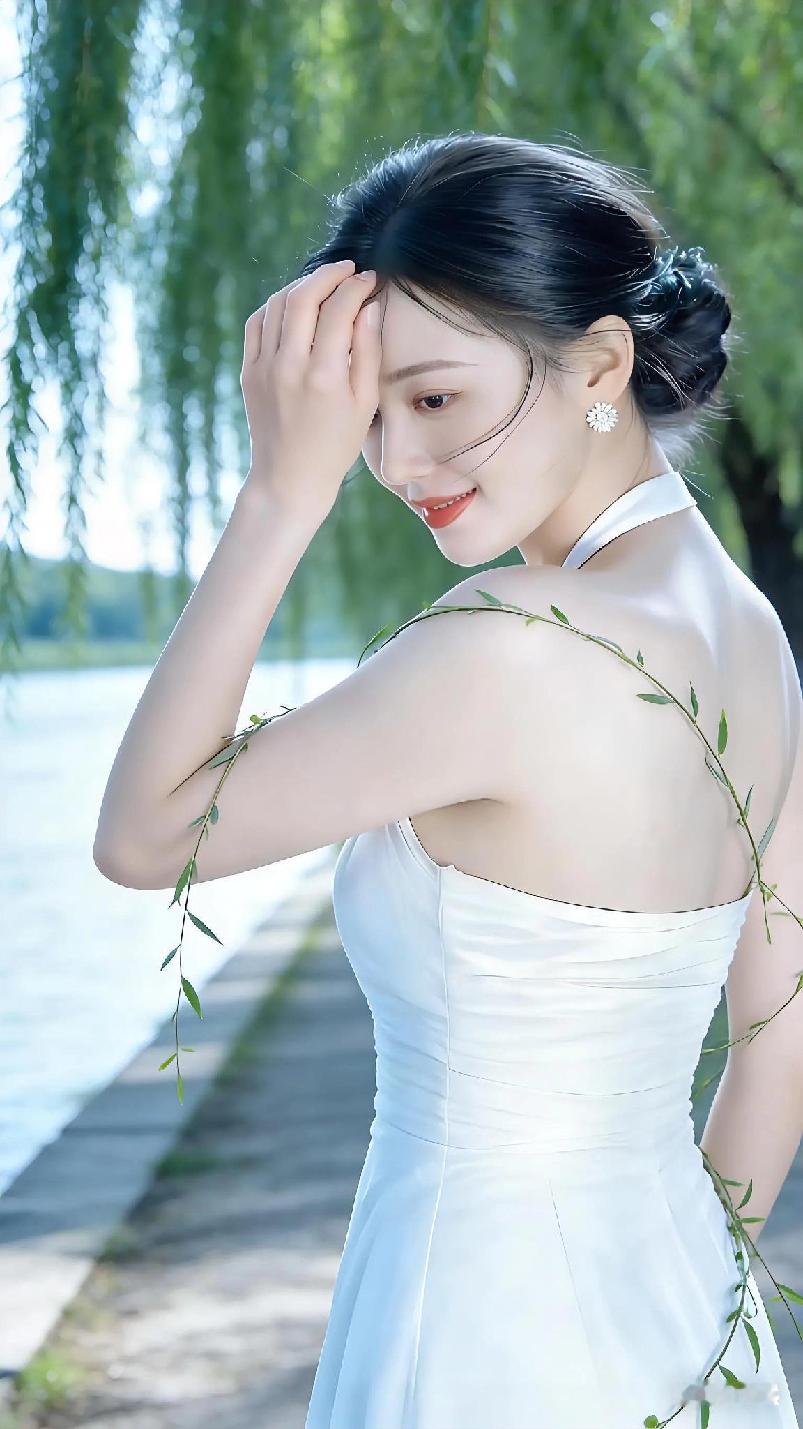 优雅的湖畔白裙少女，自然光下尽显温柔与美丽。
阳光白裙少女 
温柔白裙少女 
湖