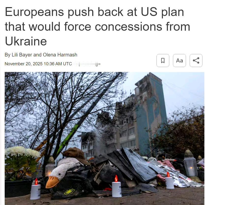 欧洲人拒绝接受美国的乌克兰和平计划。欧洲人肯定拒绝接受“和平协议”呀，这份协议对