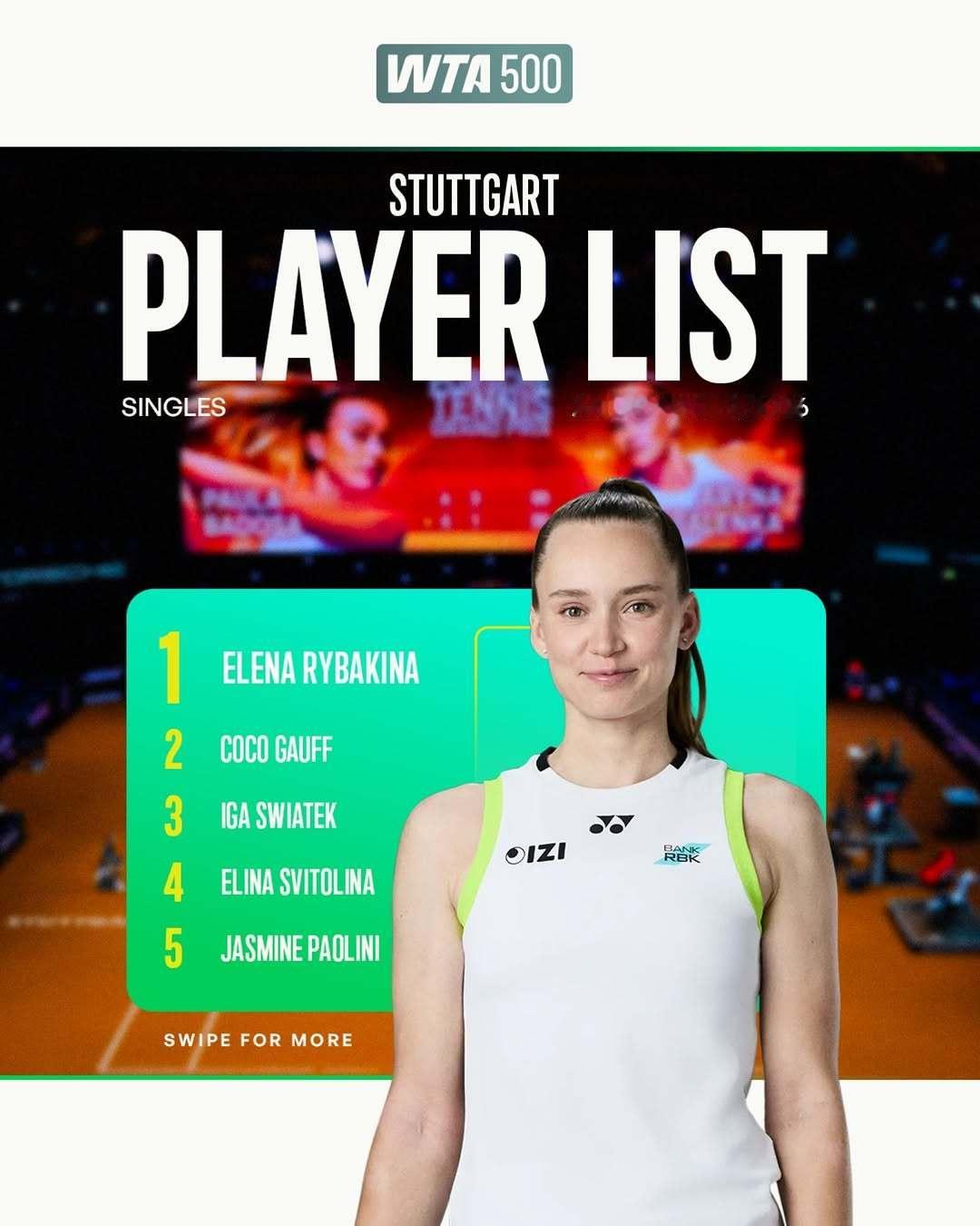 一年一度的抢车赛即将到来🚗莱巴金娜领衔出战斯图加特，高芙、斯瓦泰克等顶尖选手也