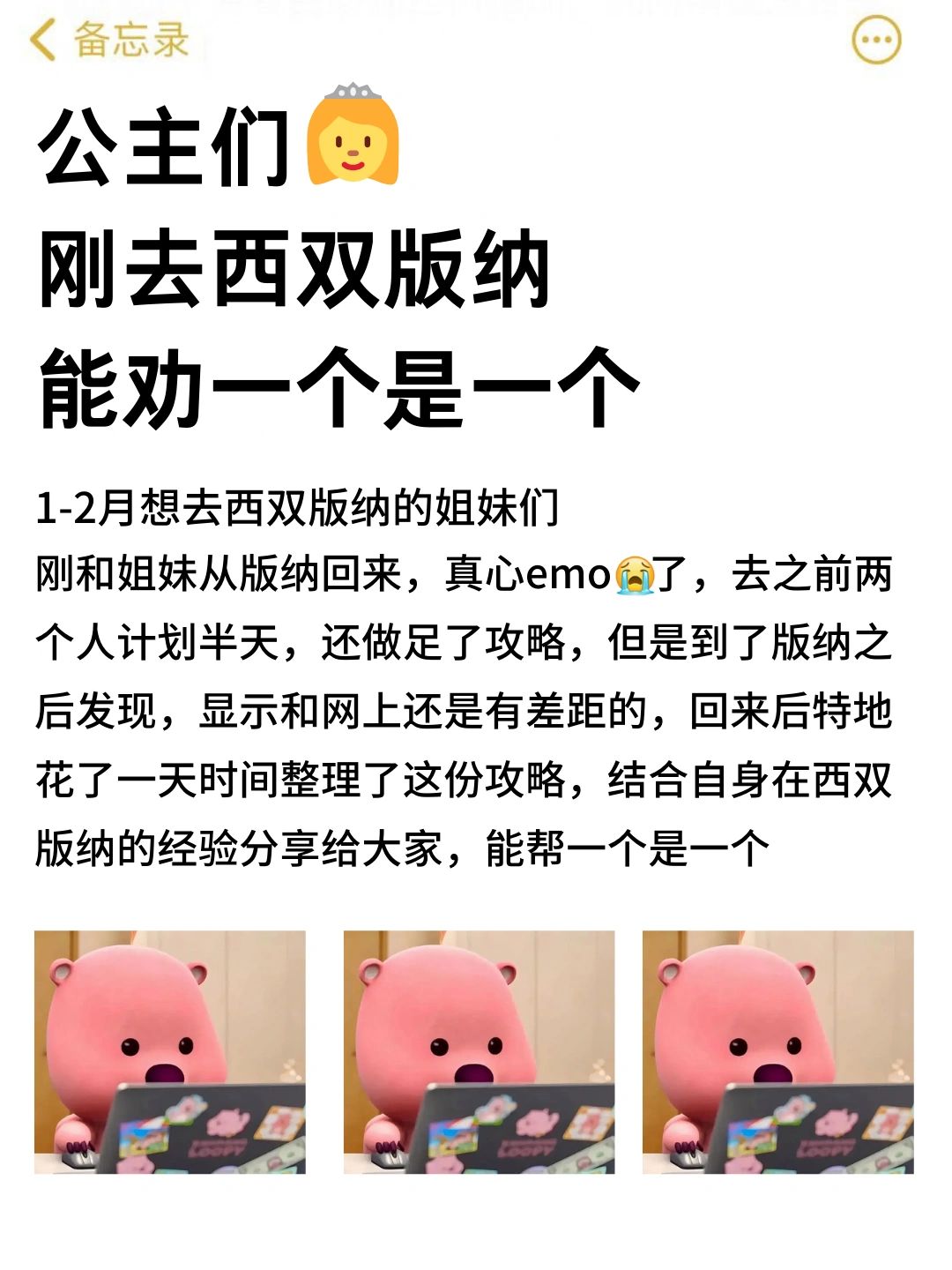 写给1-2月去西双版纳旅游的姐妹👭避雷攻