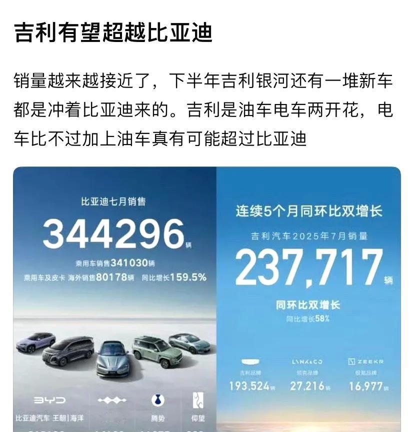 比亚迪在让一子的情况下，依旧比对方多10万的月销量，这个差距并没有那么容易抹平，