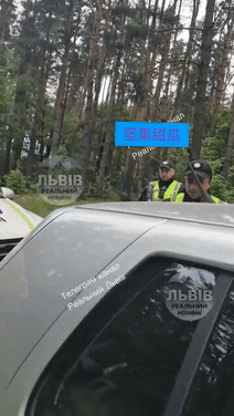 乡下不安全，乌克兰利沃夫乡道，征兵办配合地方警察在树林拦路，把青壮堵在车里，在山