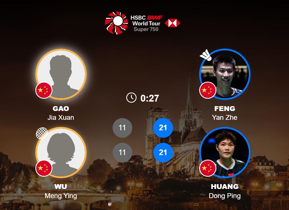 混双 1/16赛 高家炫 吴梦莹 11-21 11-21 冯彦哲 黄东萍2025