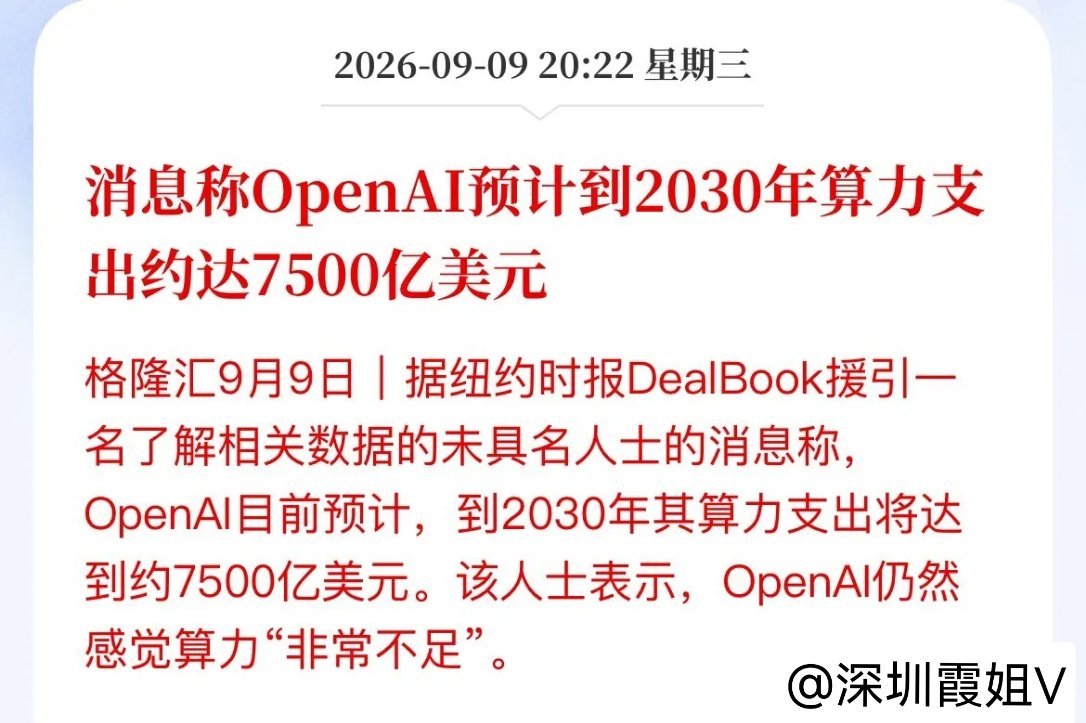 7500亿砸向算力！OpenAI大手笔投入，A股这四大“卖铲子”方向值得重点关注