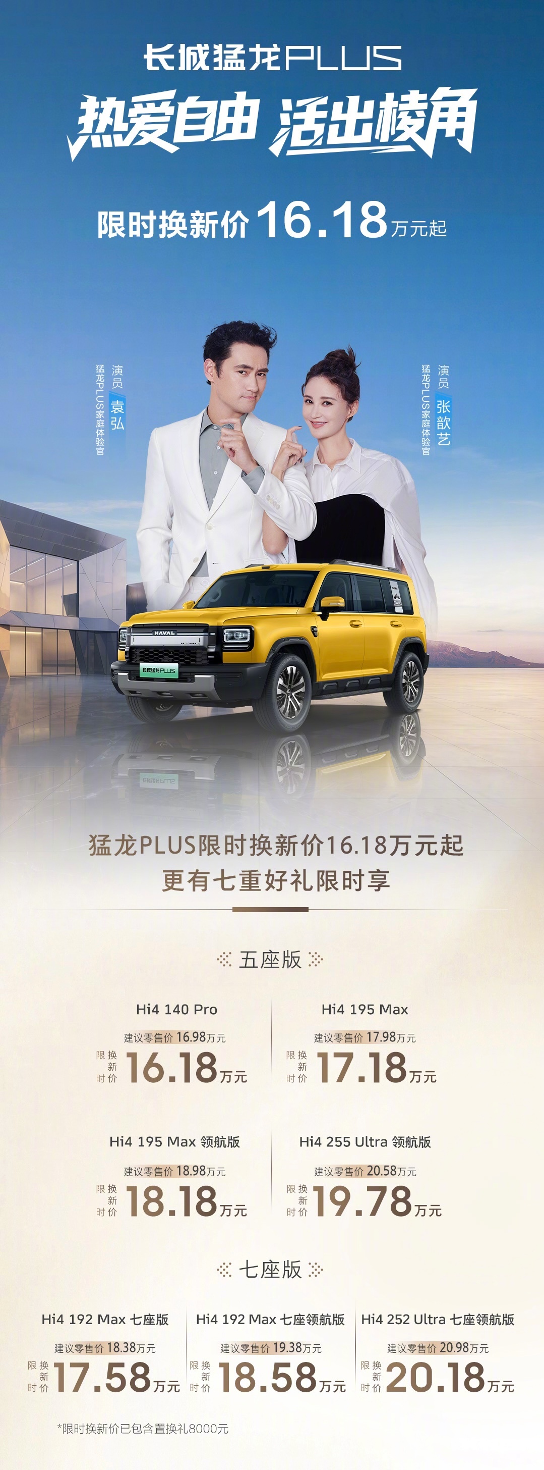 长城猛龙PLUS上市，限时16.18万起。这个价格感觉怎么样？ 试车看👉网页链
