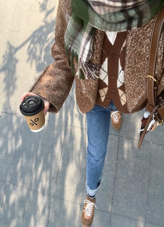 救命！棕色粗花呢也太好看了！简直通勤的神！