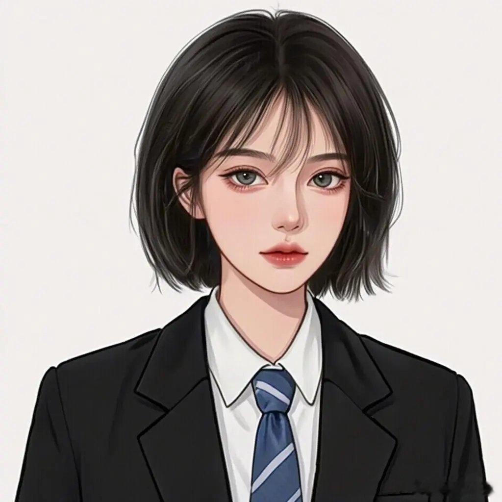 清爽气质短发女生头像 