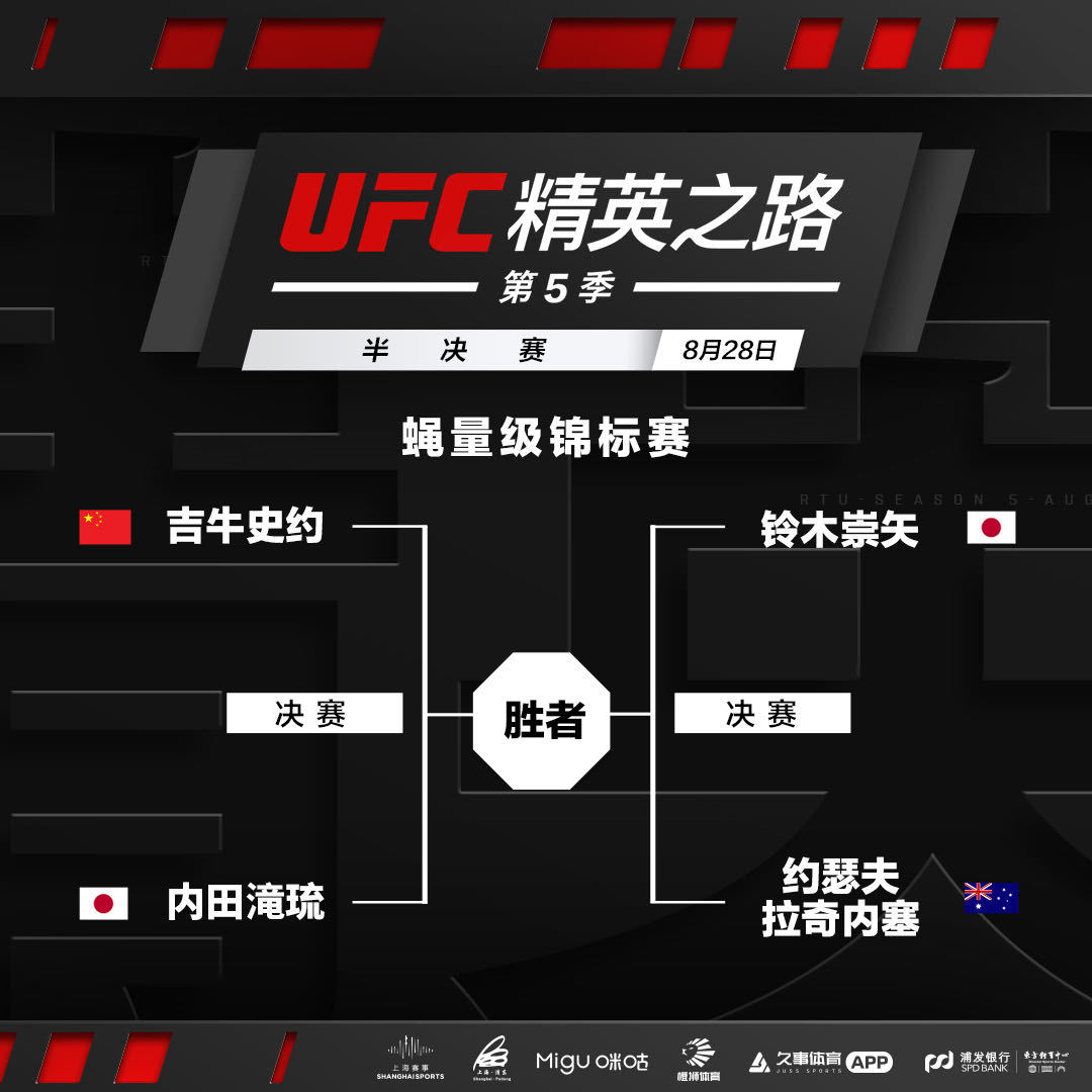 8月28日#UFC精英之路#第五季半决赛门票仍有余票！太依拉克领衔特别主赛、伊力