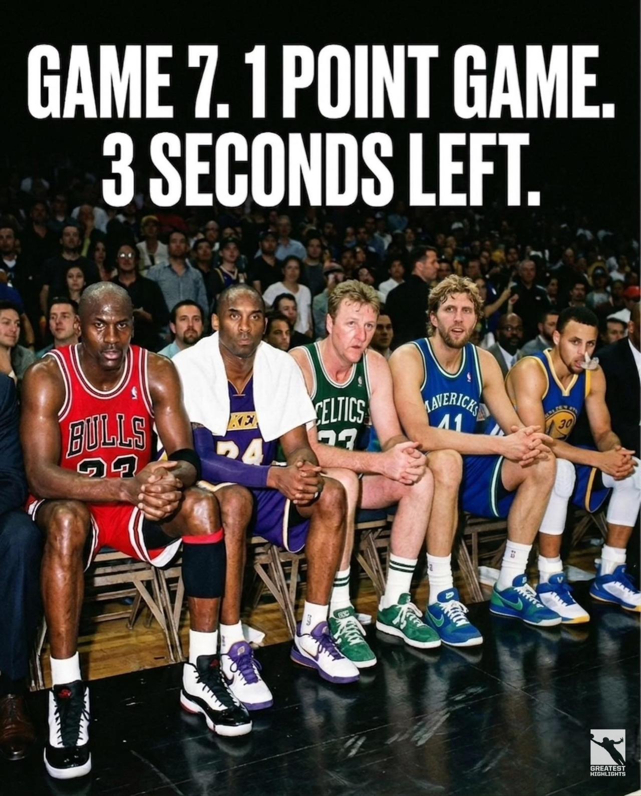 第七场。一分定胜负。还剩3秒。
谁来投最后一球？
迈克尔·乔丹（公牛队23号）