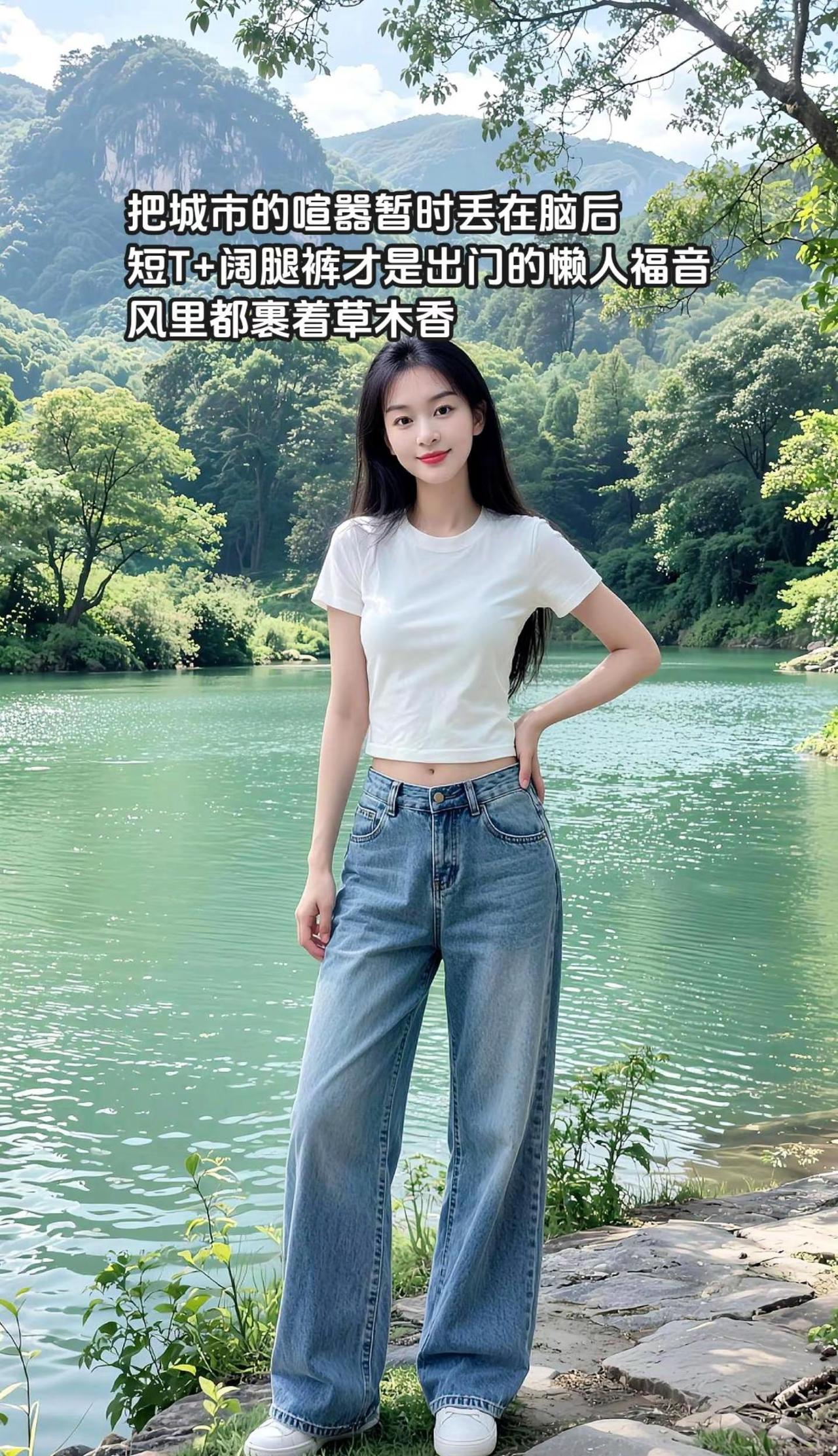 把城市的喧嚣暂时丢在脑后短T+阔腿裤才是出门的懒人福音风里都裹着草木香颜值 穿搭
