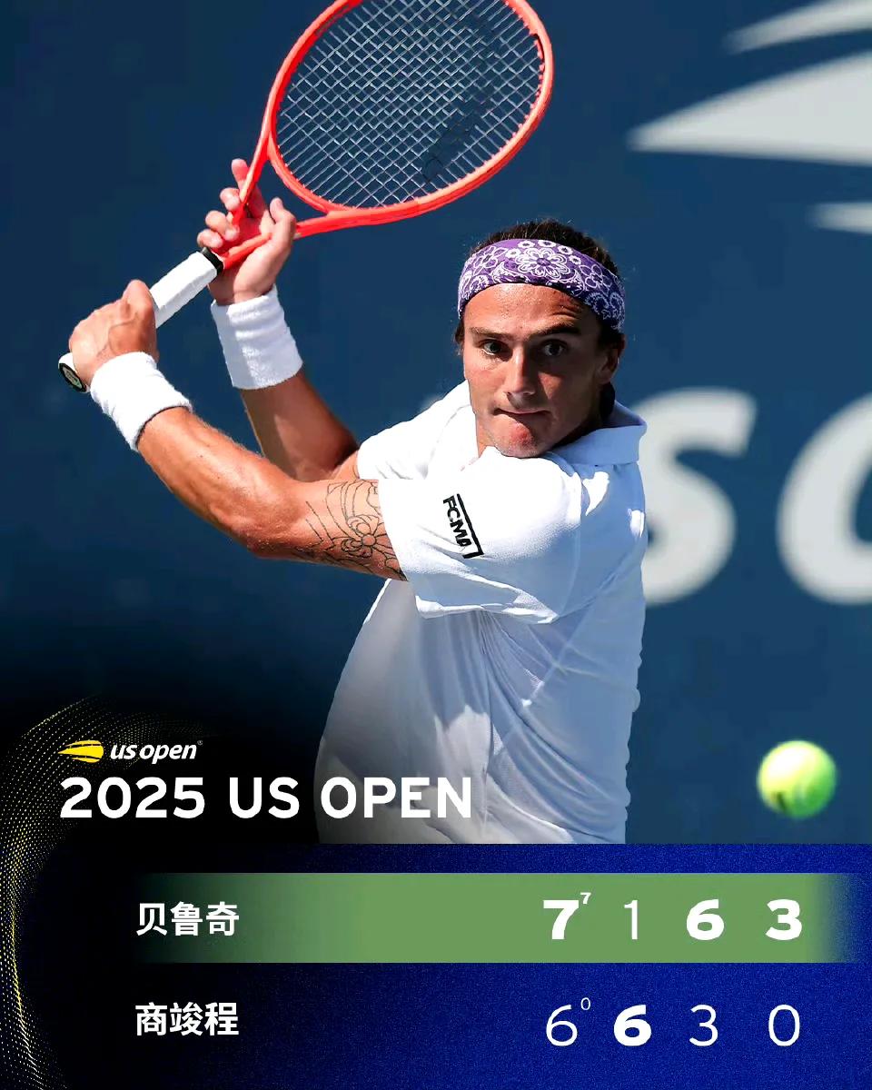 商竣程中途退赛，连续两个大满贯退赛。目前中国球员6位首轮游……
美网2025男单