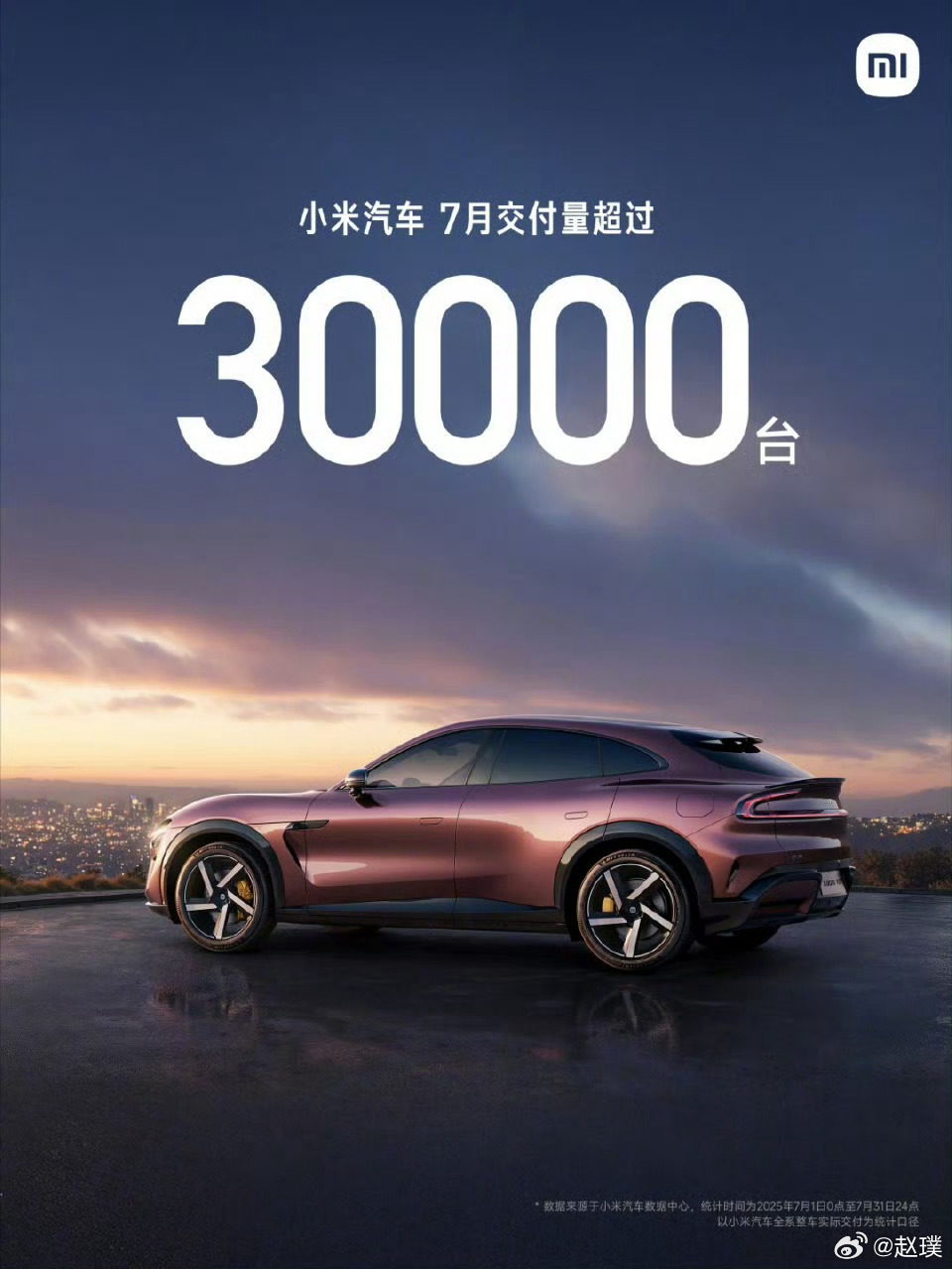 小米汽车7月交付量突破3万小米su7小米yu7 ​​​