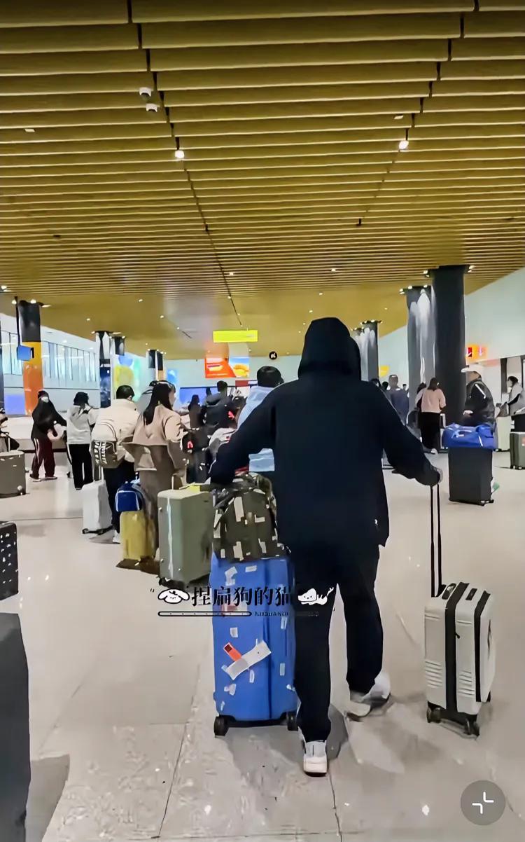 楚钦一个人推着两个箱子咔咔往前冲
直到和妹宝走到一条直线上
终于放慢了脚步
在国