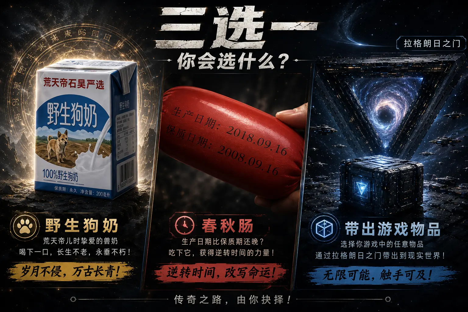 野生狗奶，春秋肠，游戏道具，你选哪个。