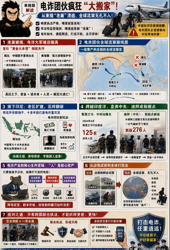 最近电诈团伙正在疯狂 "大搬家"。中国驻印尼使馆刚发了提醒，越来越多原本盘踞在柬