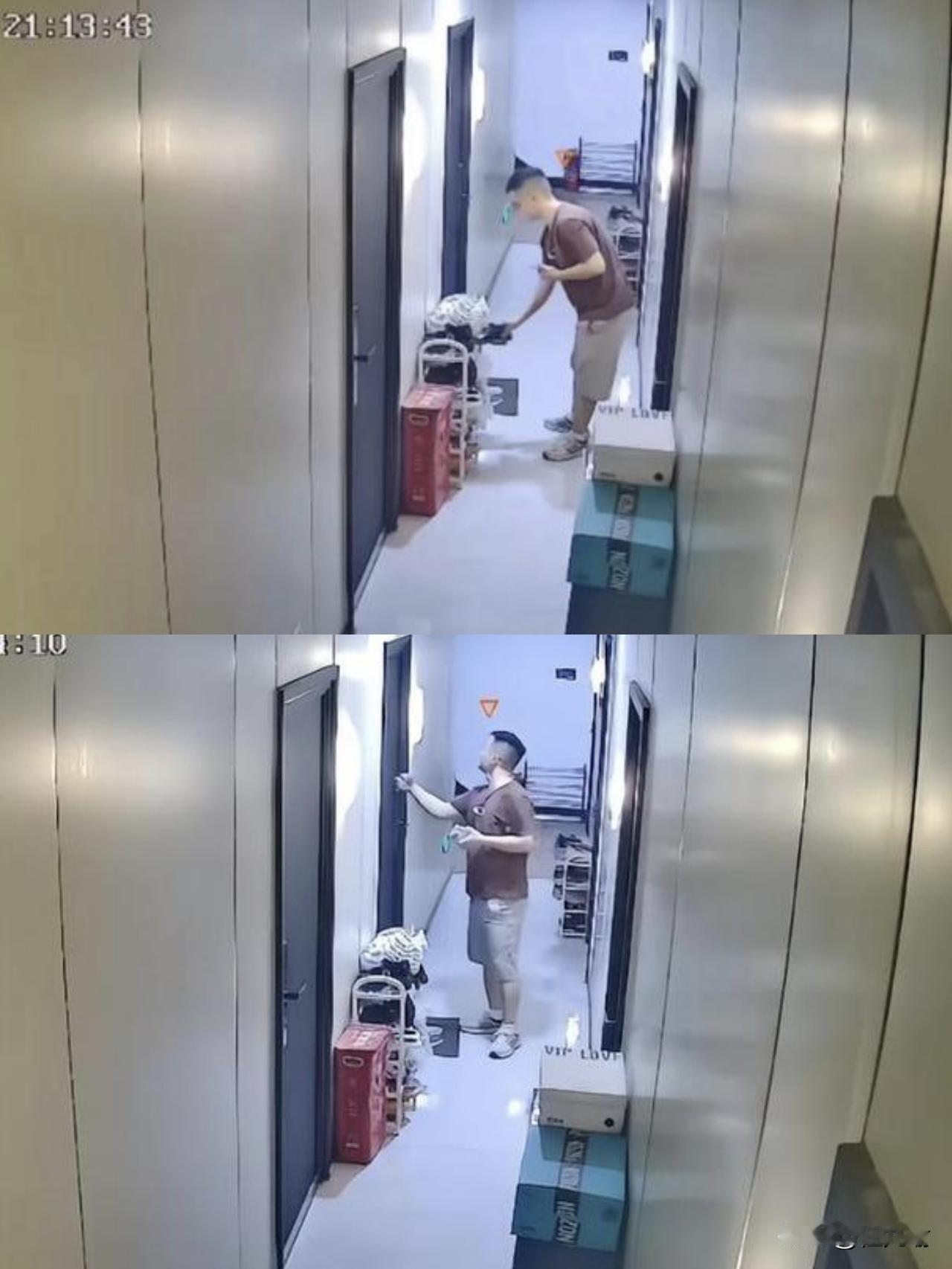 浙江，晚上9点多，独居女子听见有人敲门，调监控发现是个陌生男子，行为特别奇怪。他