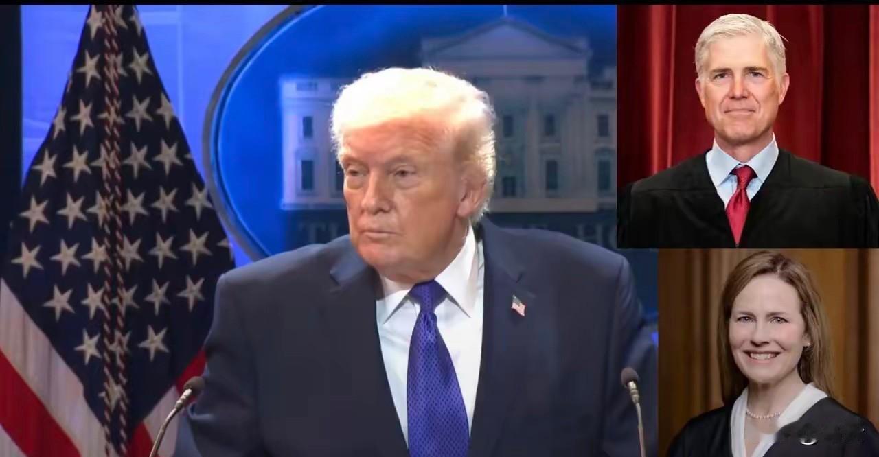 川普表示，最高法院大法官艾米·科尼·巴雷特和尼尔·戈萨奇因裁决反对他的关税政策而