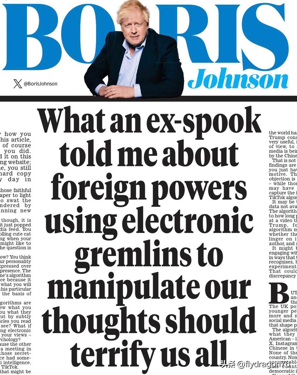 🇬🇧昨天，鲍里斯·约翰逊（Boris Johnson）在《每日邮报》（Dai