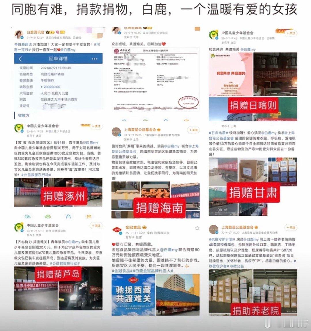 白鹿很多次捐款都没有署名，也没有给自己宣传，这才是真的不占用公共资源，她真的是一