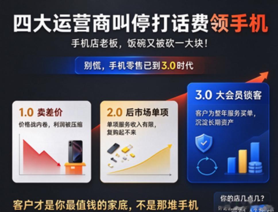 科技零售.微观察 【四大运营商叫停"打话费领手机"】手机店老板，饭碗又被砍一大块