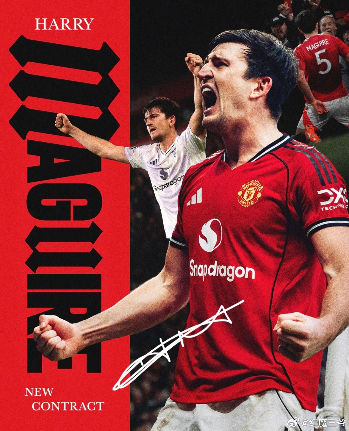 曼联  曼联官方正式宣布：哈里·马奎尔已与俱乐部成功续约！我们满怀欣喜地告知大家