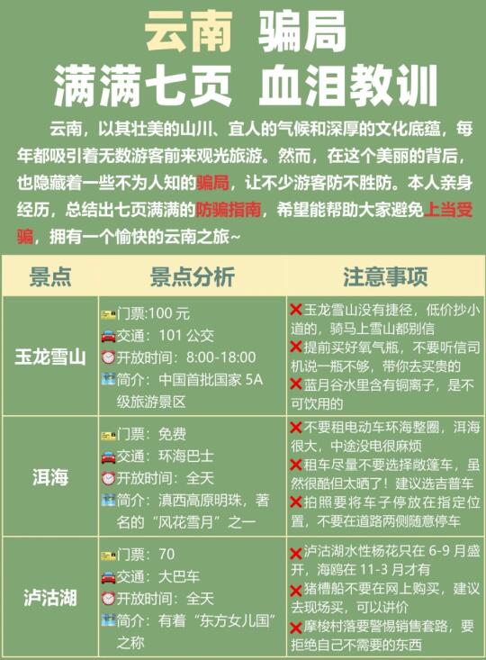 云南旅游防骗指南 | 本地人含泪总结😭