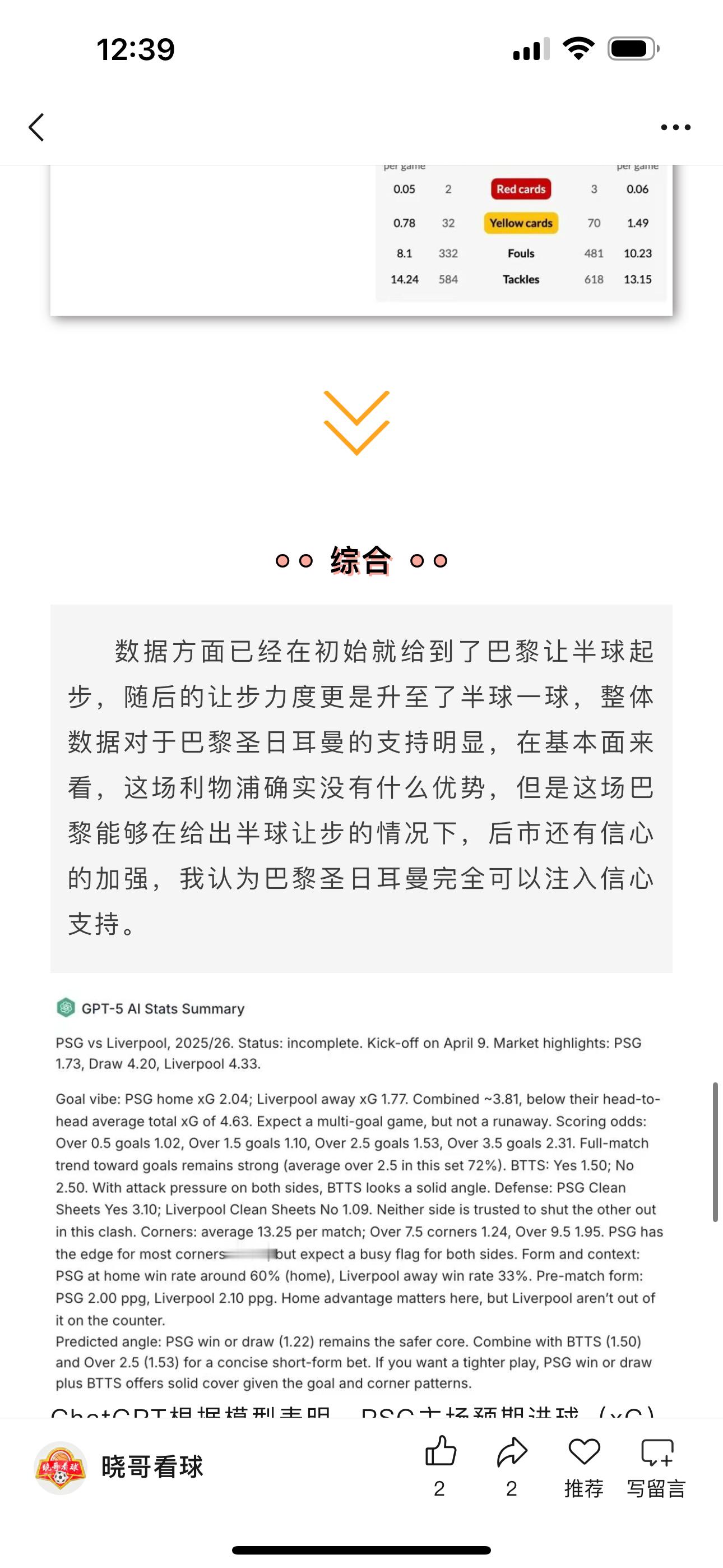 昨日公推巴黎圣日耳曼成功获得好评，这场比赛巴黎74%：26%的控球率牢牢占据领先