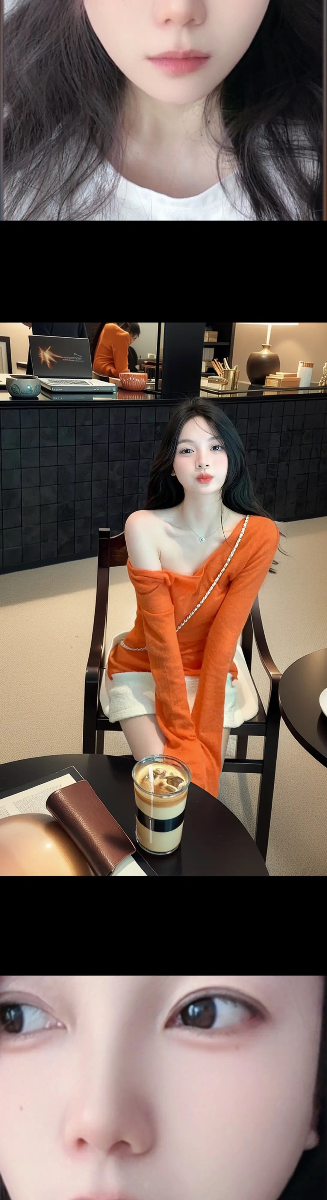 橘色太显白了。橘色针织毛衣➕半裙~韩系慵懒~简约气质~显白又好看