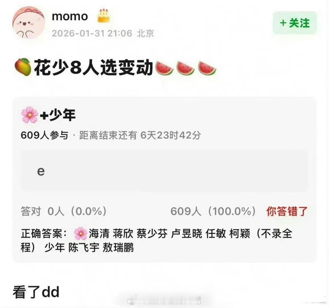 花少8人选变动 🍉花少8小花小生的阵容：海清、蒋欣、蔡少芬、卢昱晓、任敏、柯颖