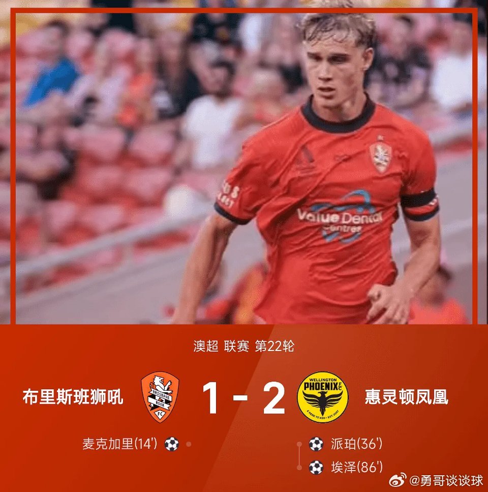 03月21日讯 25/26赛季澳超联赛第22轮，惠灵顿凤凰客场以2-1逆转布里斯
