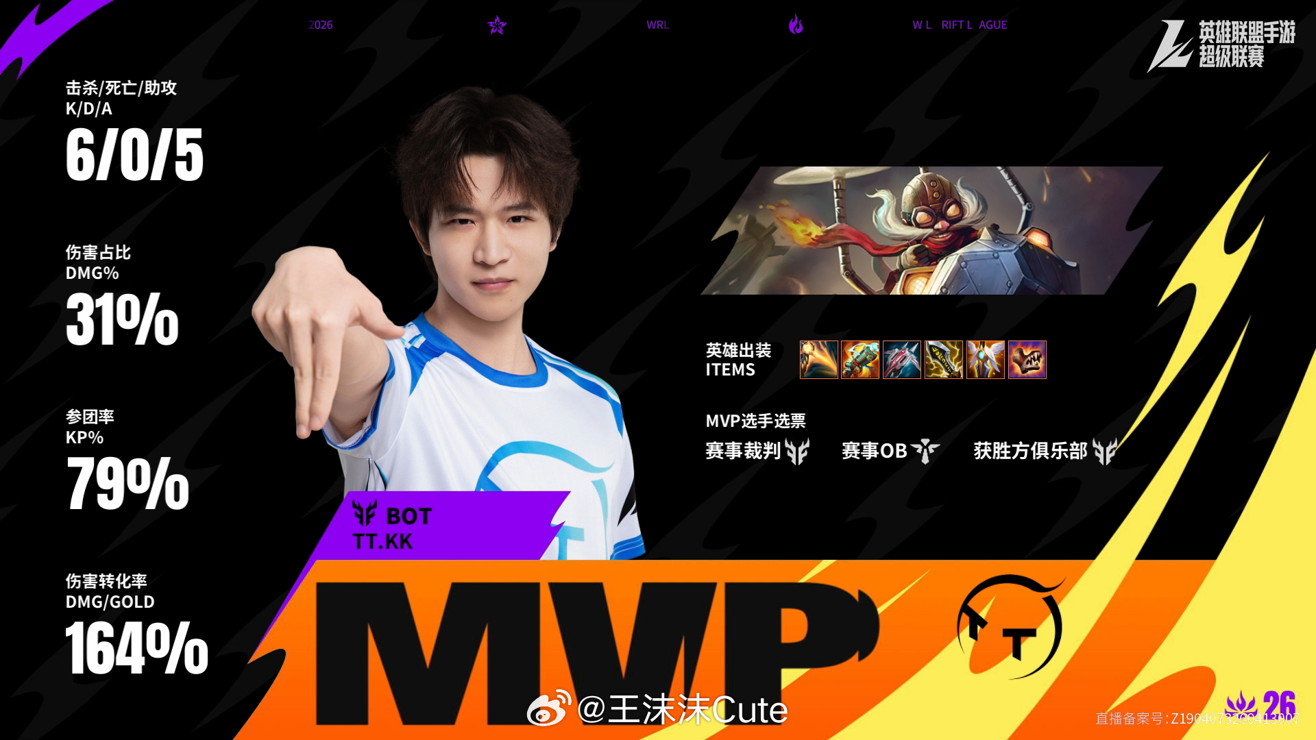 TT对阵RV第一场赛后数据，MVP2026WRL夏季赛英雄联盟手游赛事英雄联盟手