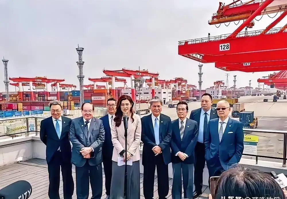 国民党主席站在洋山港的龙门吊下，第一句话就让人心头一震：她说此刻的上海，比历史上