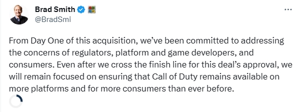 微软总裁谈Xbox和PS协议：将确保COD登陆更多平台