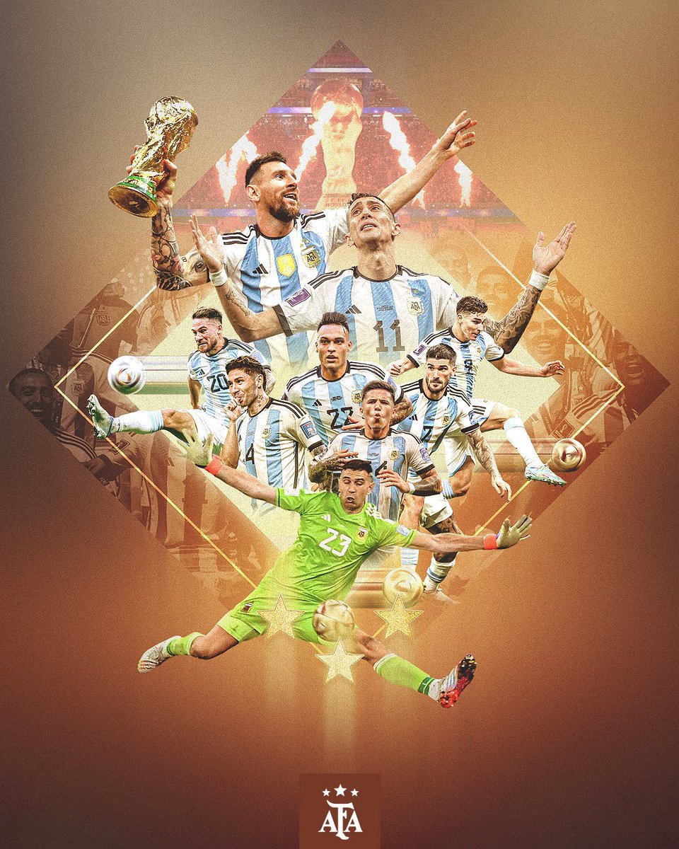 阿根廷国家队官推：三年，三星⭐⭐⭐阿根廷加油！ 🥹🇦🇷阿根廷球迷俱乐部