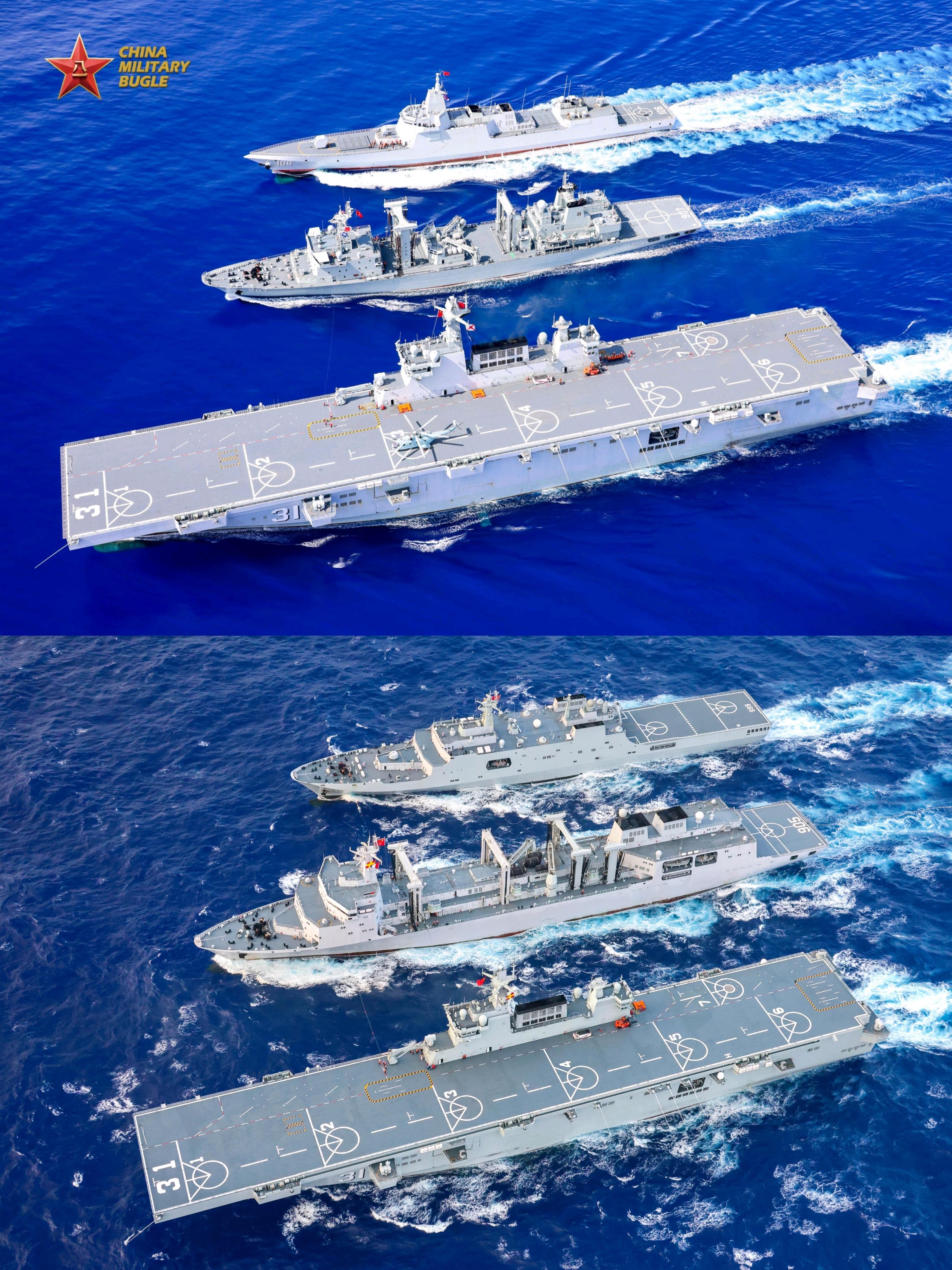 航拍视角下的075编队多来点，看不够 烽火问鼎计划中国海军