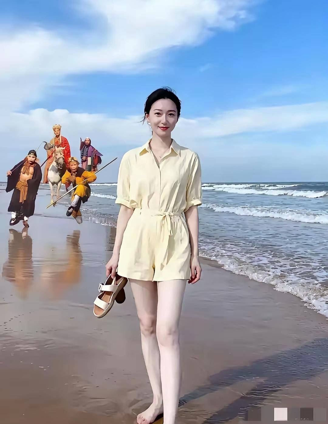 唐僧师徒四人取经回来，再次路过女儿河，只见一位身着超短套裙，肤白貌美大长腿的女孩