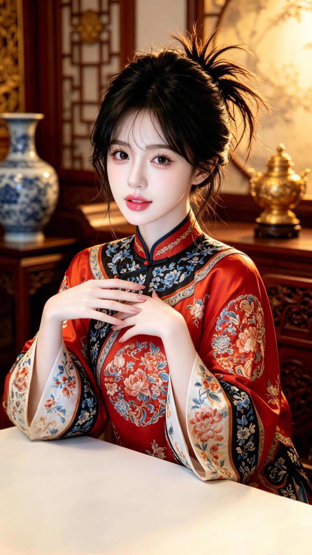 红衣美人，古典韵味，古风摄影，韵味十足