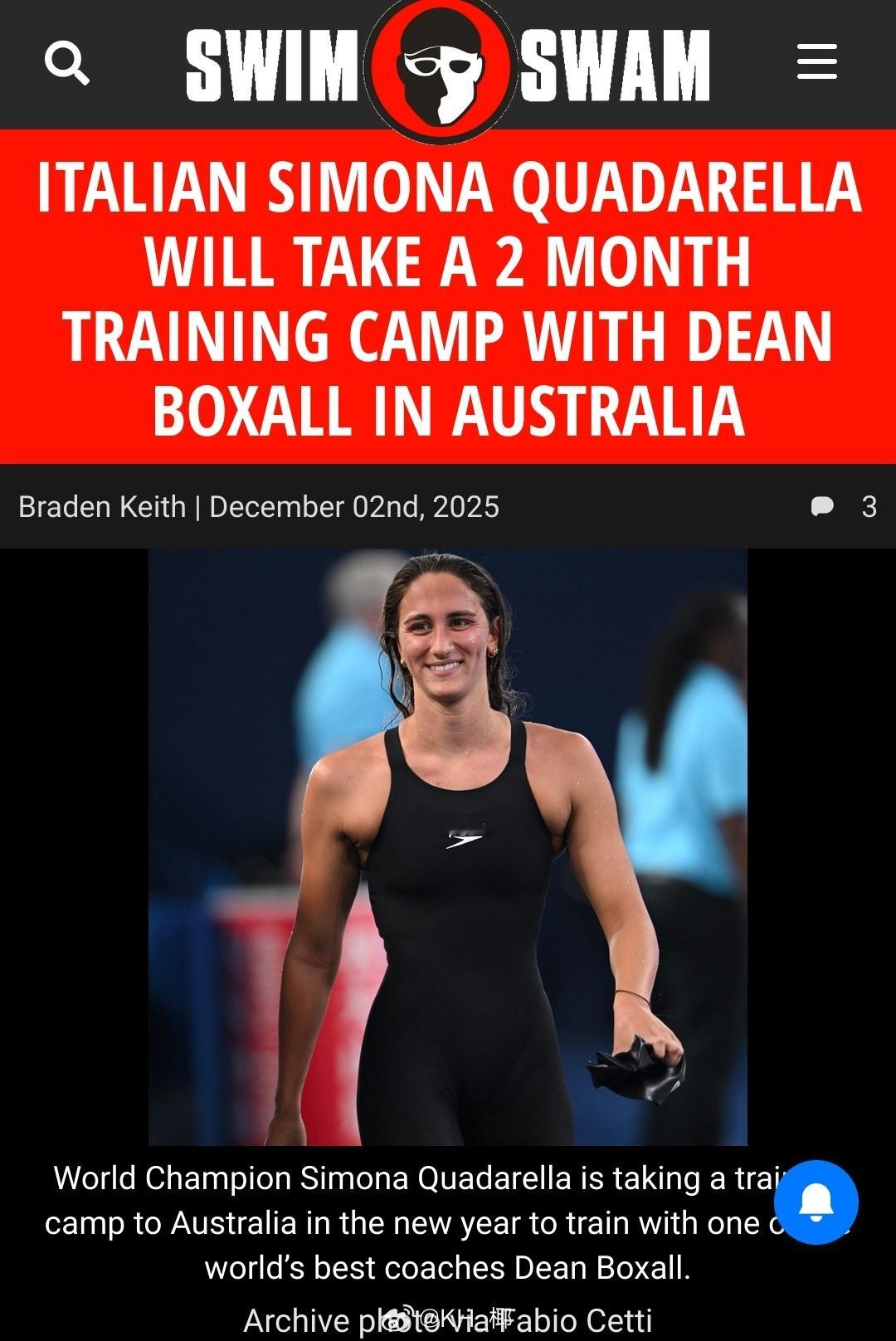 章鱼妹也要去找Dean Boxall训练了