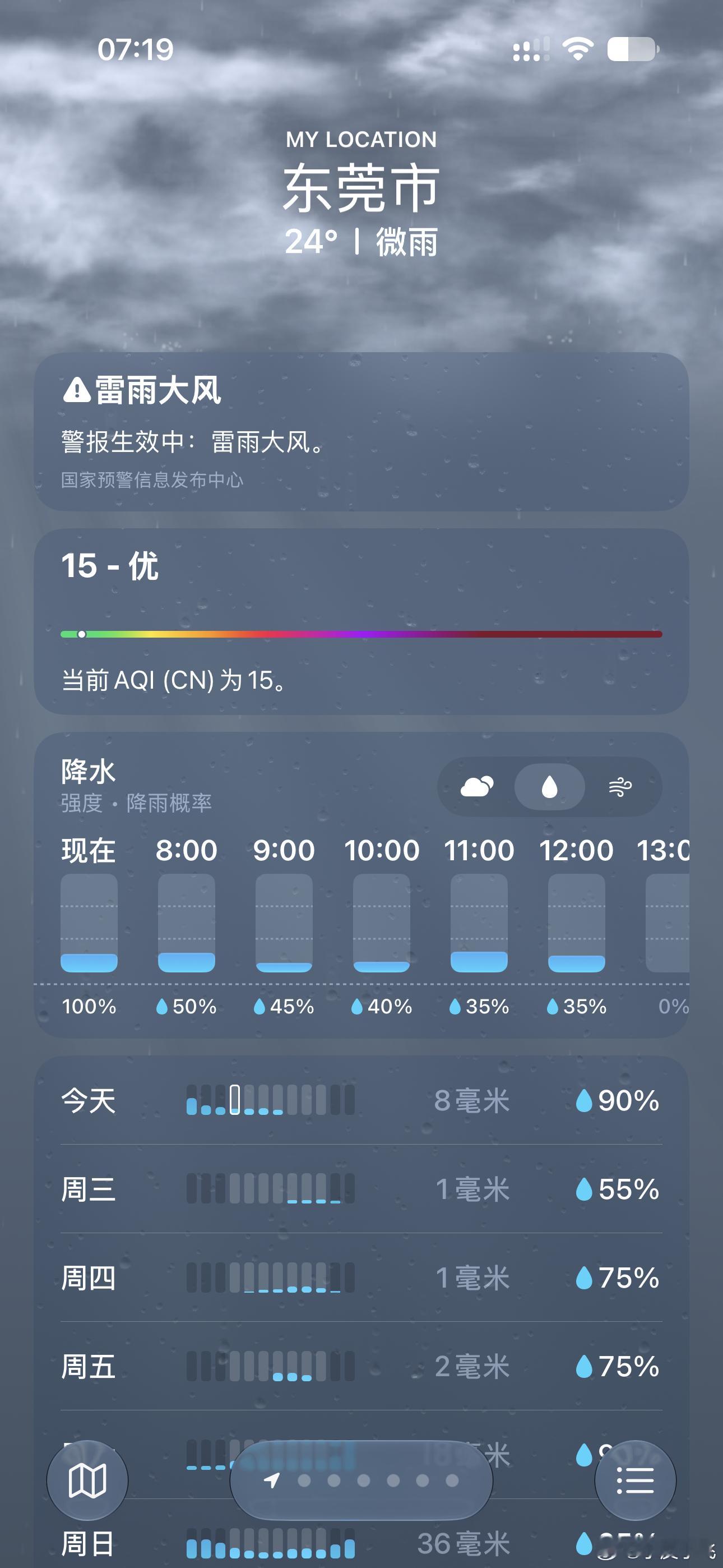 iOS 27 这个天气更新的不错 就是不知道准不准确