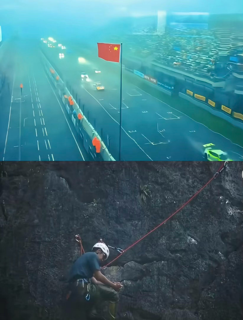 岩壁上没有陪一博淋过的雨，摩托姐姐这次在赛车场补上了，怎么不算浪漫呢? 
