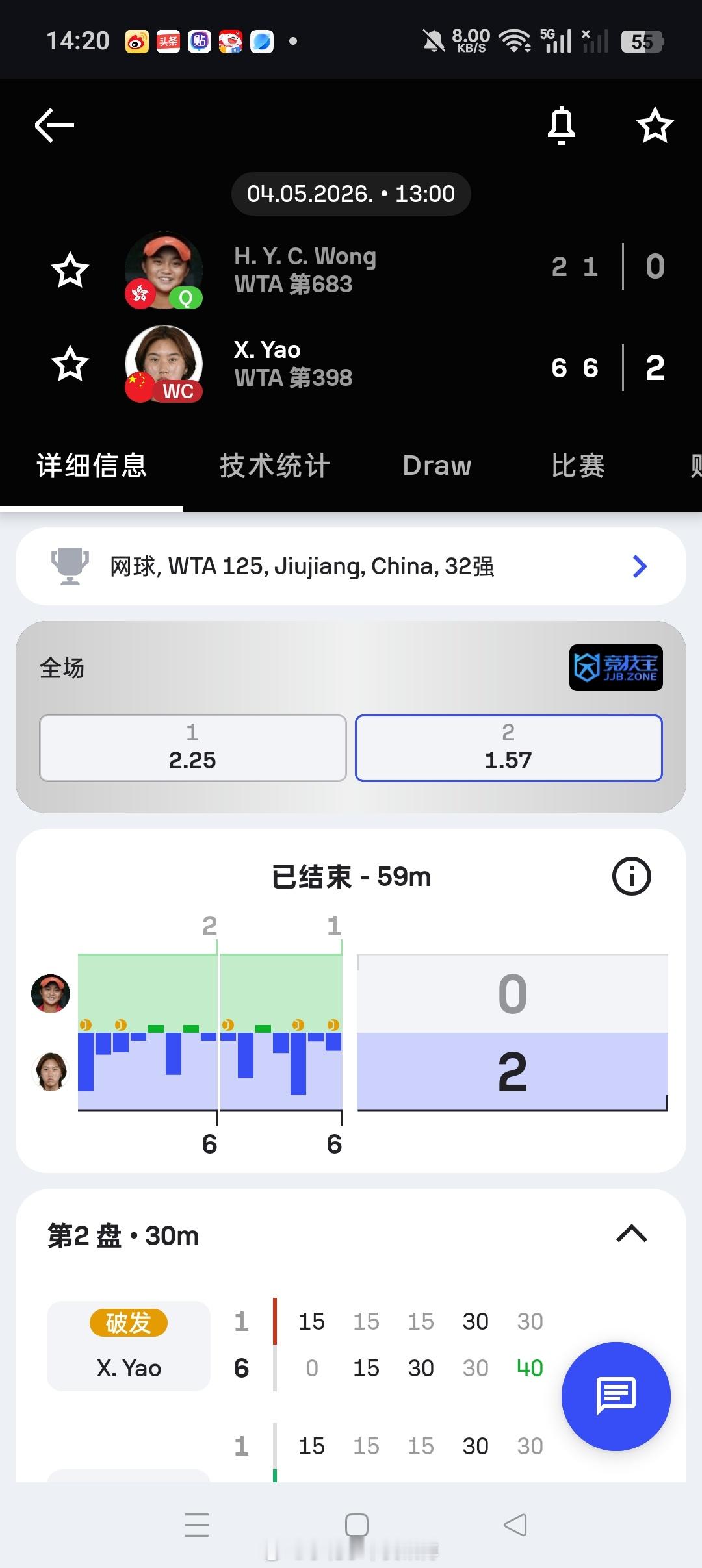 小花小草资讯小花小草资讯 【🇨🇳九江WTA125】女单正赛第一轮🇨🇳姚欣