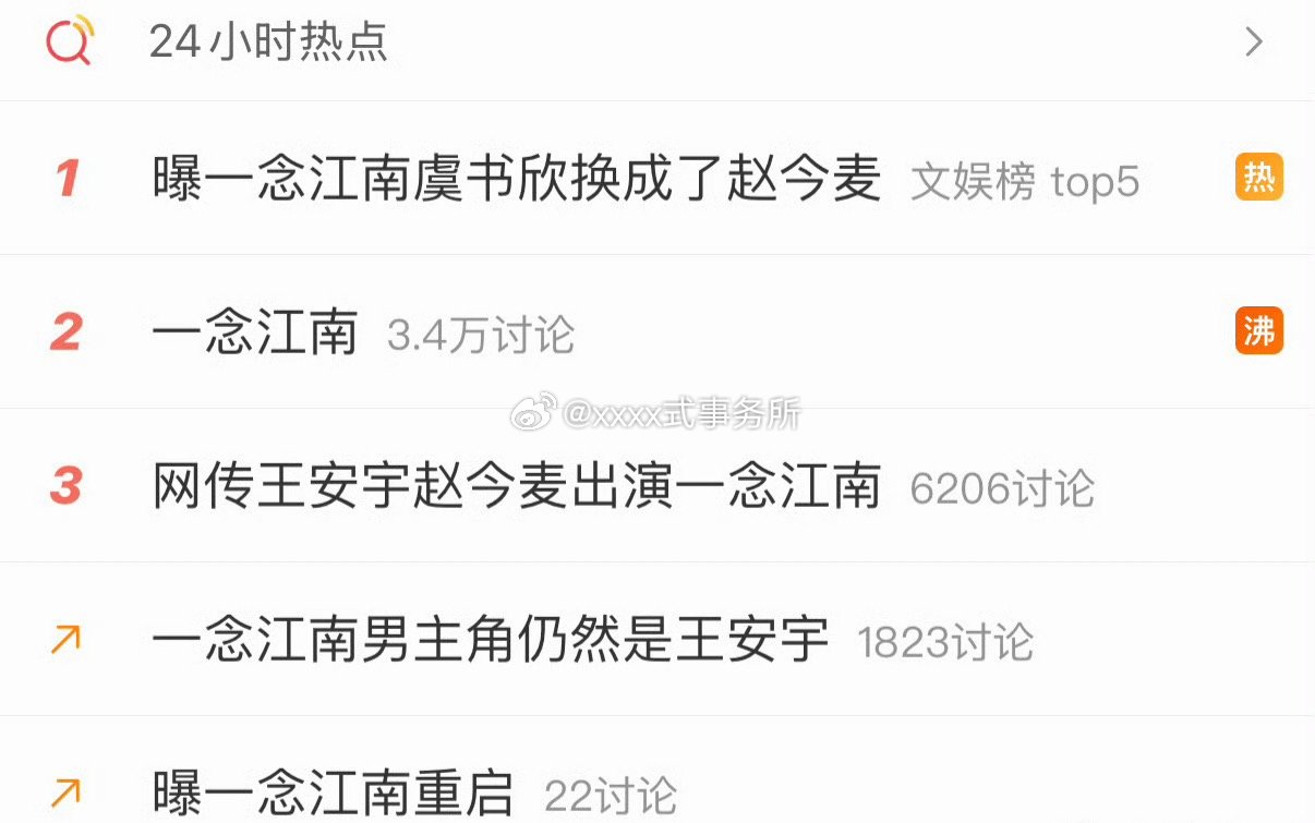 一念江南带了虞书欣名字后热搜第一曝一念江南虞书欣换成了赵今麦