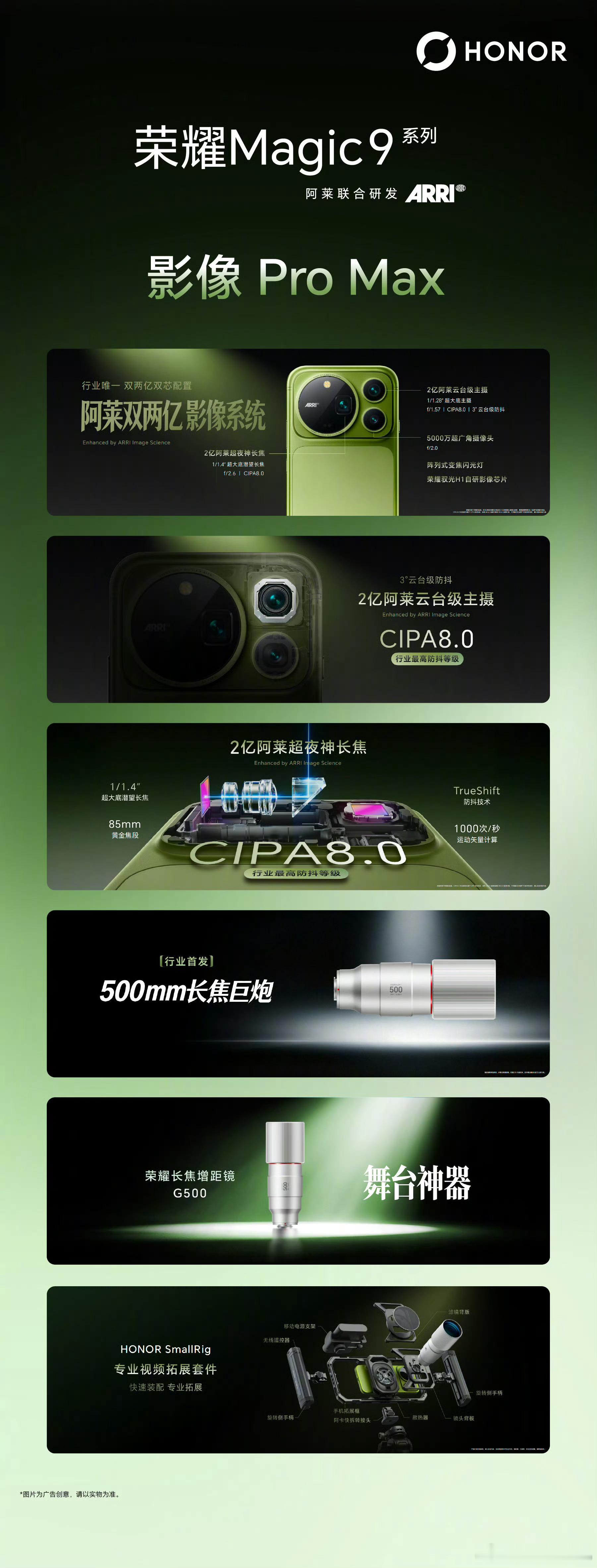 荣耀 Magic9 Pro Max影像出炉：前置摄像头：5500 万像素，方形画