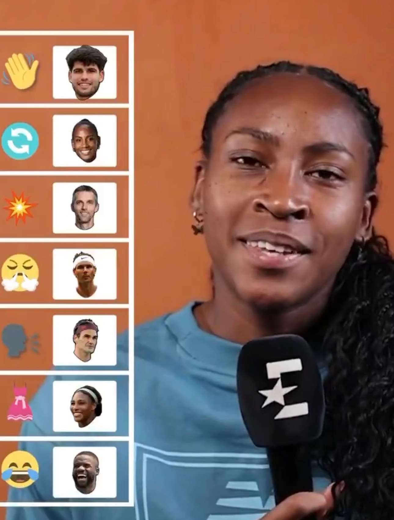 看看高芙给自己创造的完美网球运动员。有一些特别的选择。名字：Dionne Wil