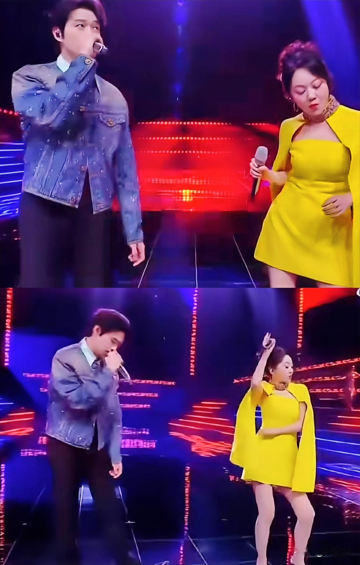闫妮这次真的黄到家了！逼得大小伙子不是看天就是看地！

大湾区演唱会上，这个人可