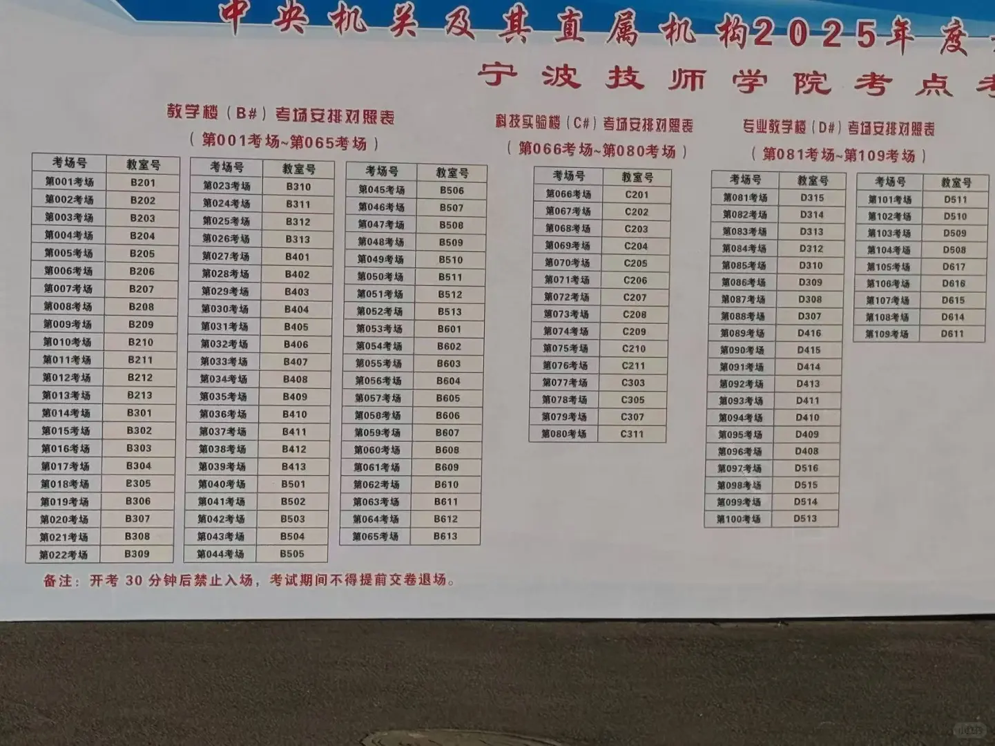 25国考宁波考点，考场分布图