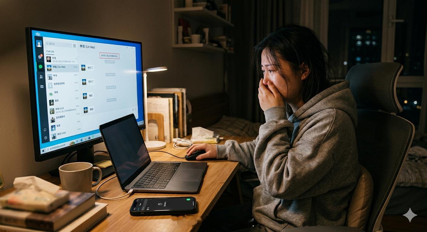 电脑微信会惩罚每一个恋旧的人因为电脑微信即使你在手机上把好友删了，电脑上还是会有