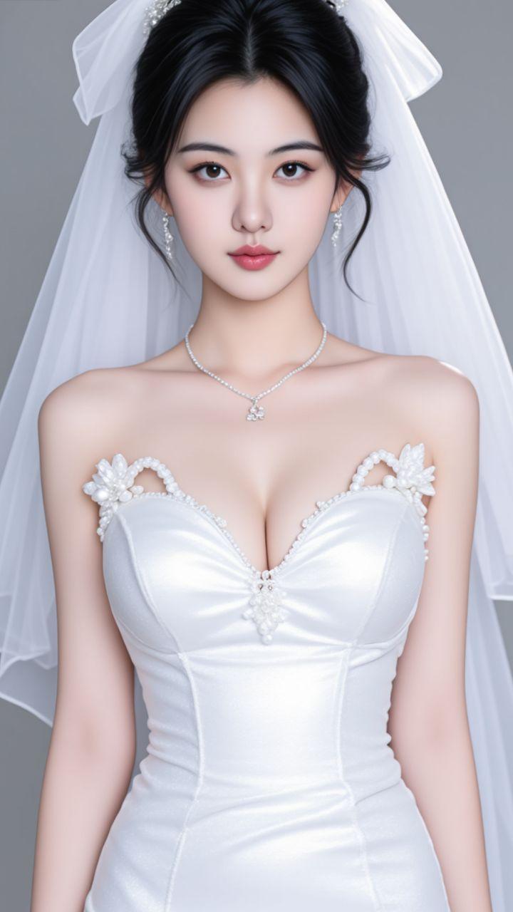 美女 穿婚纱的样子 愿每个女孩都能嫁给爱情 身材性感 高级感轻奢风